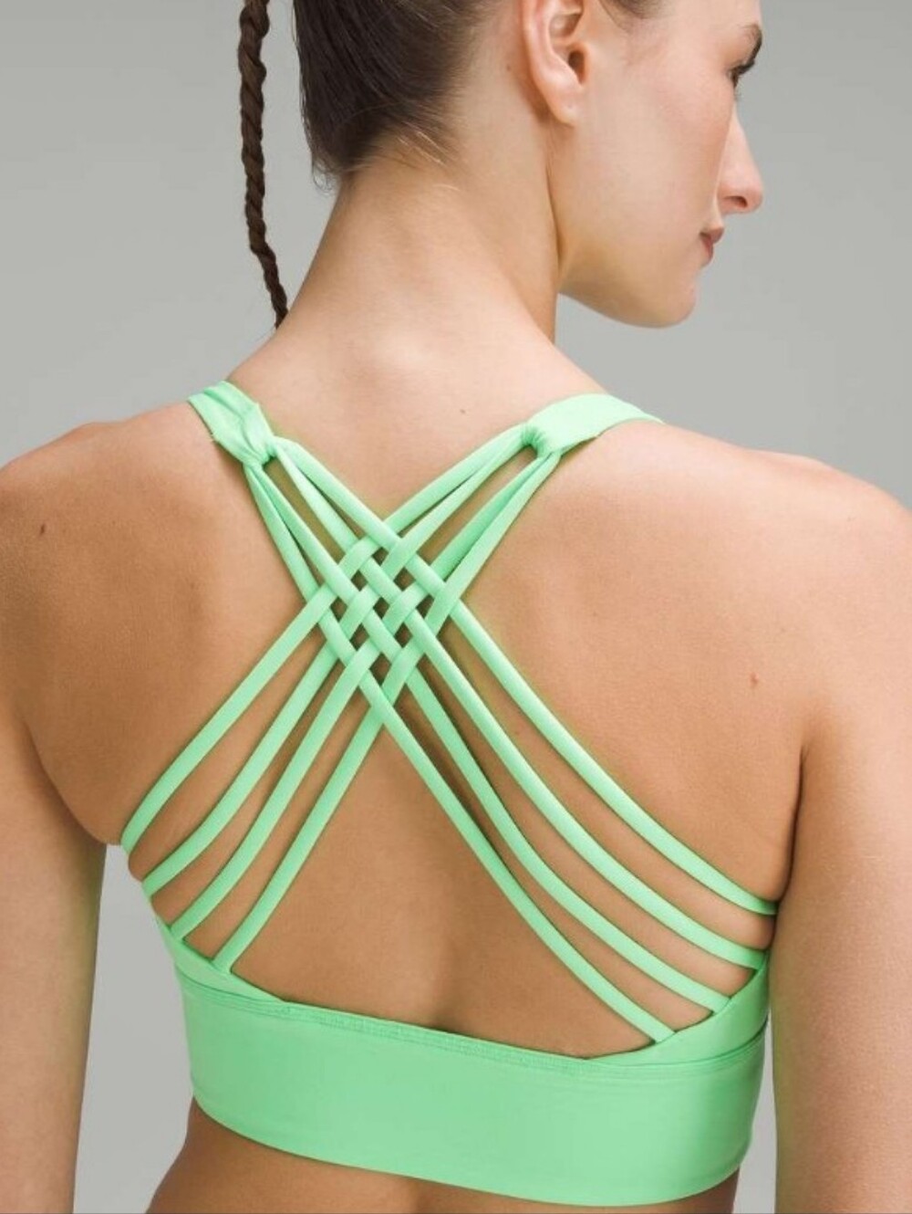 🍋 Lululemon Free to Be Longline Strappy Back Yoga Bra Vibrant Green 🍏💚